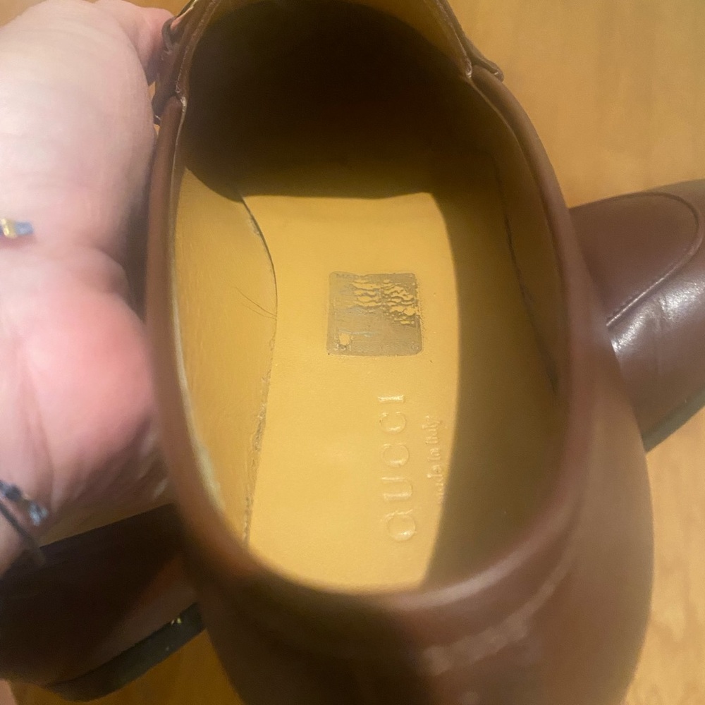 Gucci women’s Jordaan Sweet  Chestnut Leather Slip-On Loafers - Picture 9 of 10